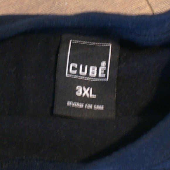 CUBE T-Shirt Men's Size 3XL Black Short Sleeves Crew Neck Blue White Graphic - Picture 4 of 4